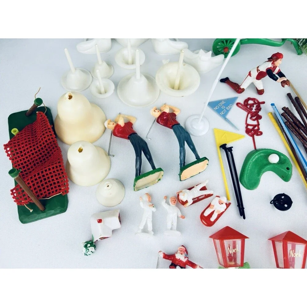 Large Lot Cake Decorations Hard Plastic - Wilton‎ - Toppers  -Hong Kong Vintage